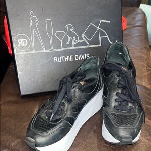 Ruthie Davis Black Sneakers with Elevated White Soles